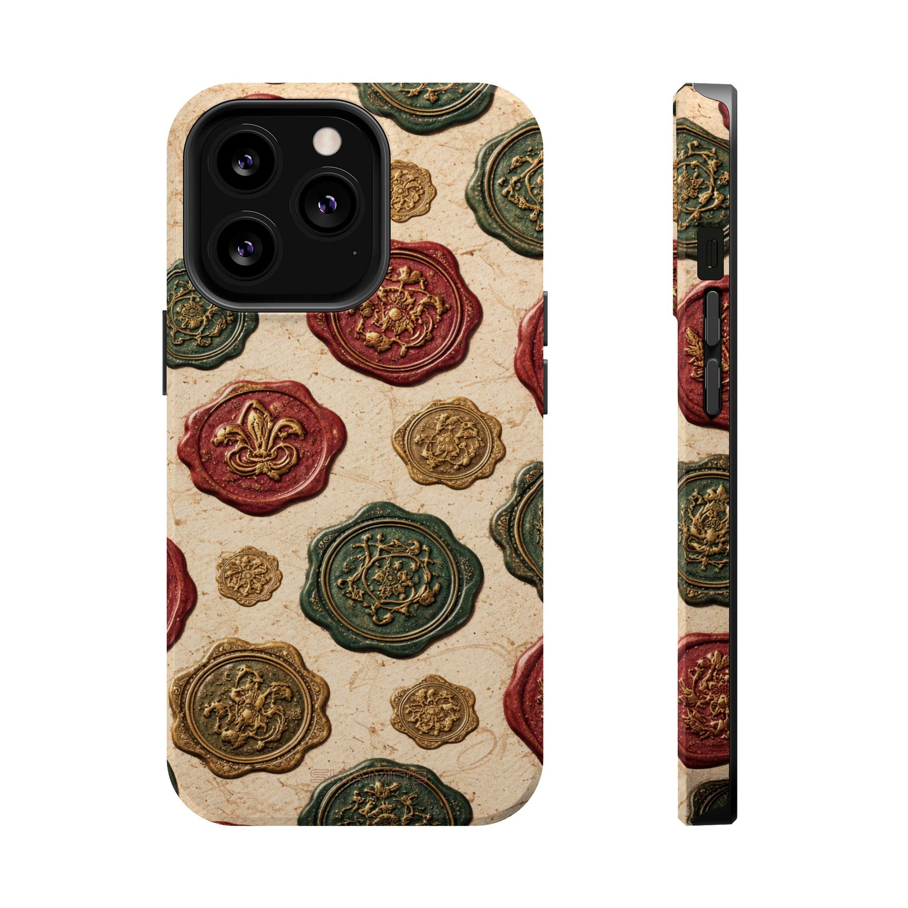 Vintage Wax Seal Pattern Magnetic Impact-Resistant Phone Case with MagSafe Compatibility
