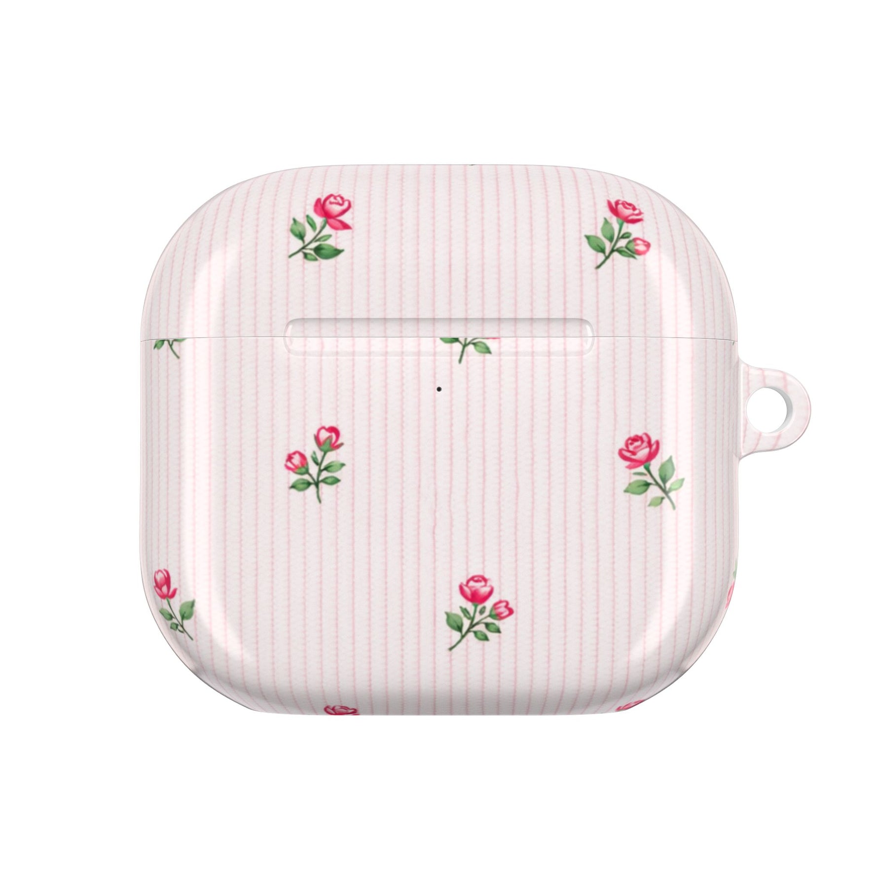 AirPod Case - Pink Striped Floral Rose Protective Cover