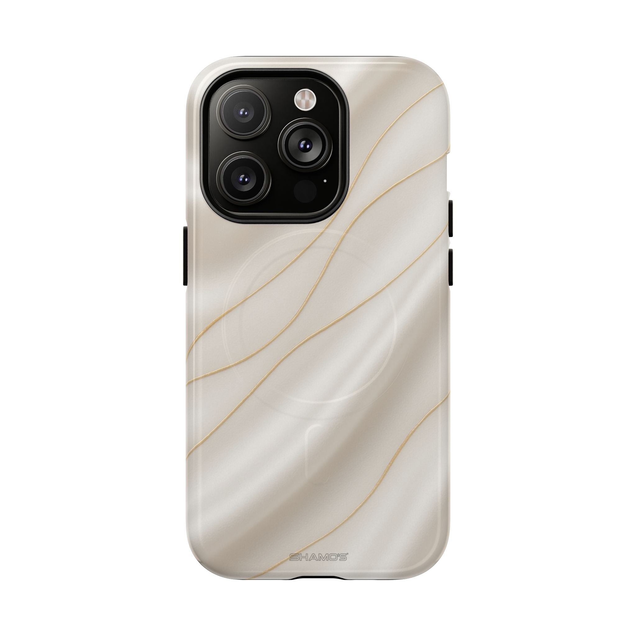 White Silk Gold Luxury iPhone Case with MagSafe - iPhone 14 Pro / Glossy - Shamo's #iphone-14-pro