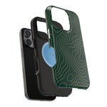 Topographic Green Magnetic Impact-Resistant iPhone Case | MagSafe compatible