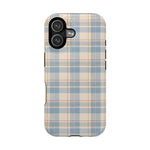 Ranch Check – Blue and Cream Plaid MagSafe Phone Case, glossy iPhone 17, rear view