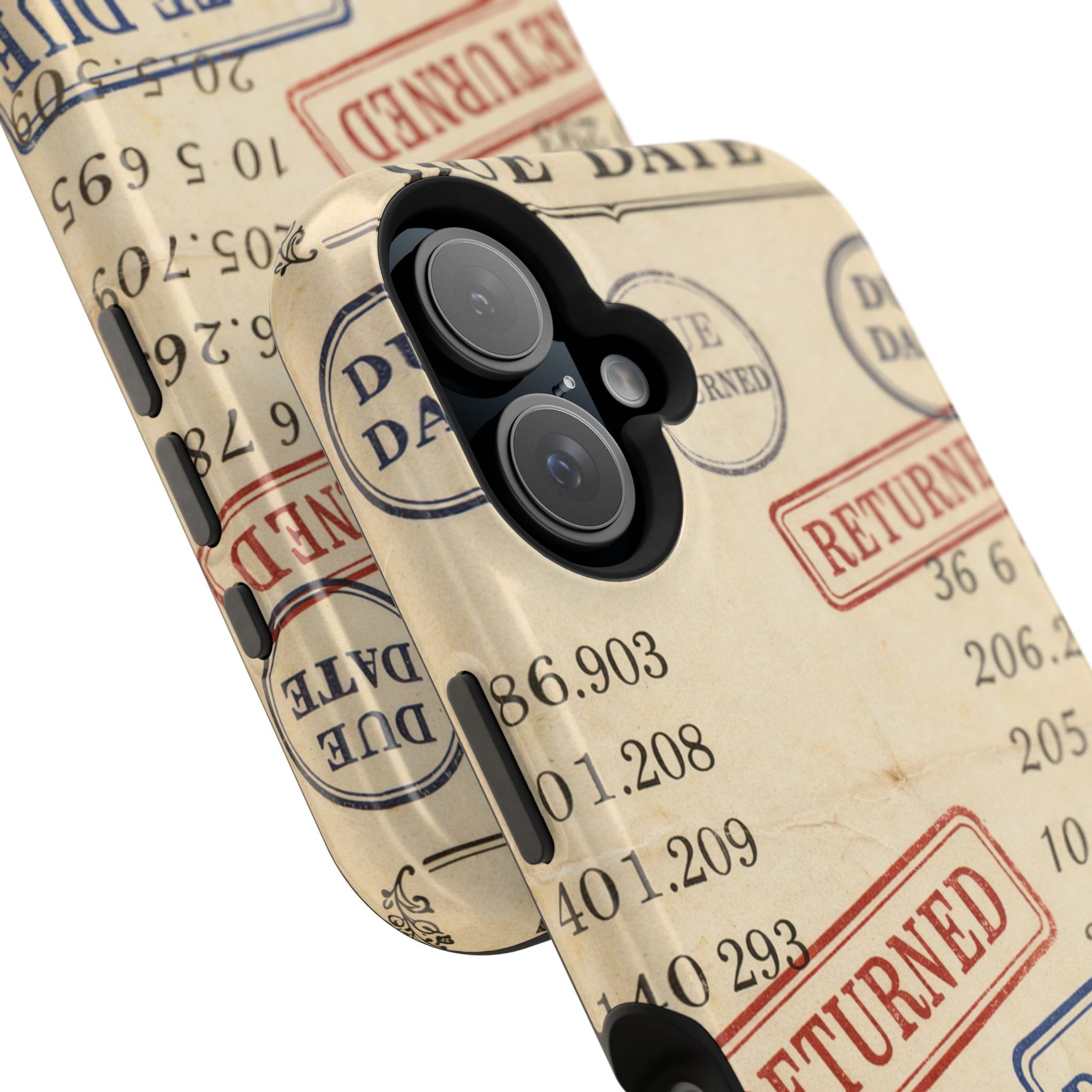 Vintage Library Card Design Phone Case with MagSafe Compatibility