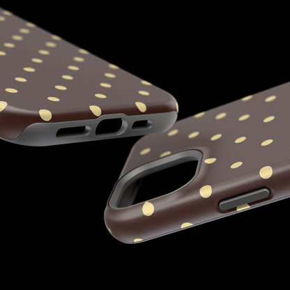 Polka Dot iPhone Case — Brown & Cream Protective Cover with MagSafe compatibility
