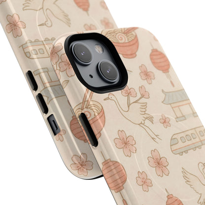 Japan Hand-Drawn Cherry Blossom iPhone Case with MagSafe