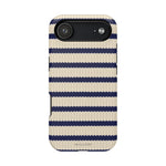 Navy & Cream Ribbed Holiday Sweater Design iPhone Case with MagSafe compatibility
