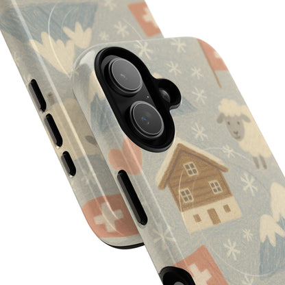 Swiss Chalet Sheep Pattern Tough MagSafe iPhone Case