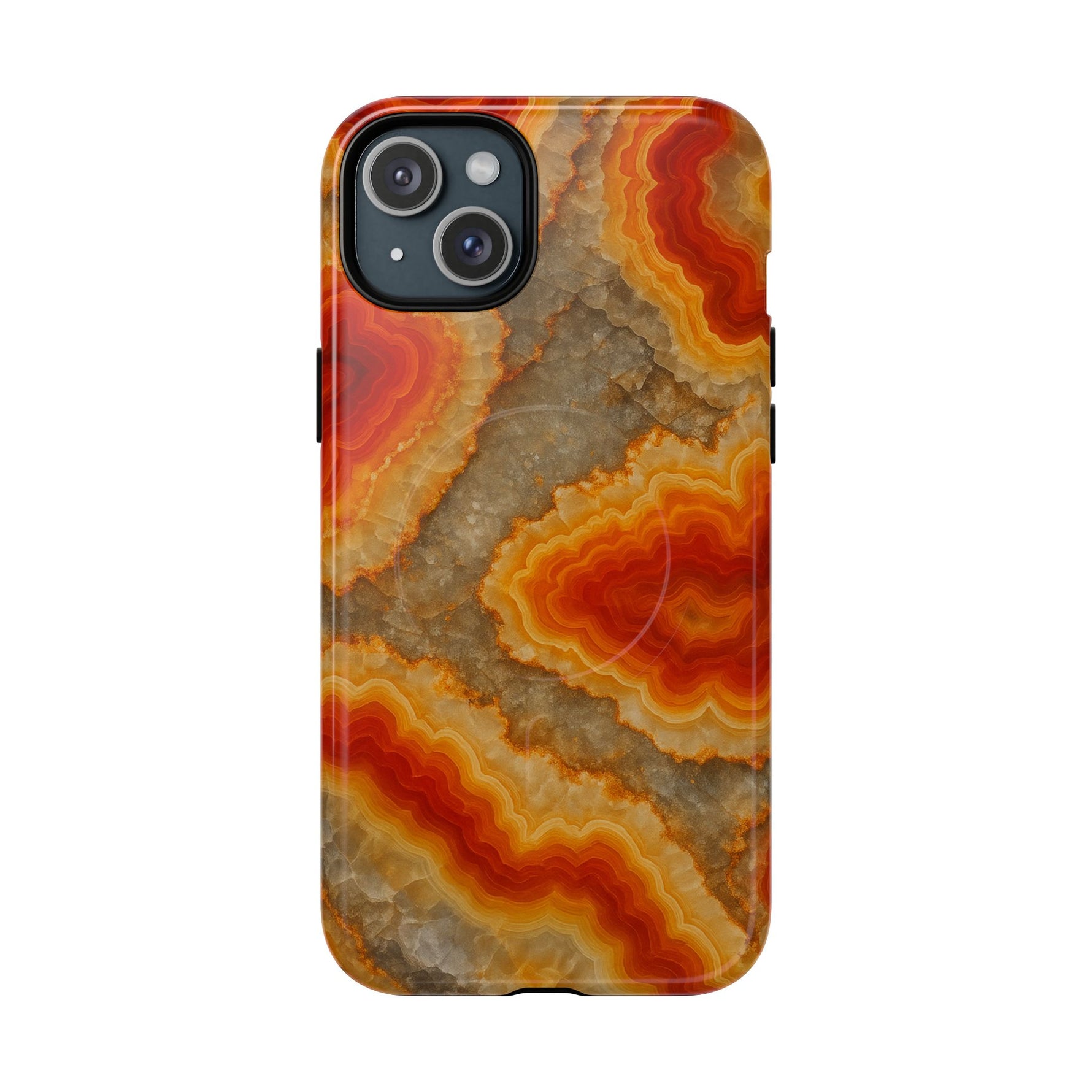 Agate Glow Marble iPhone Case Orange Geode Stone Design with MagSafe - Shamo's