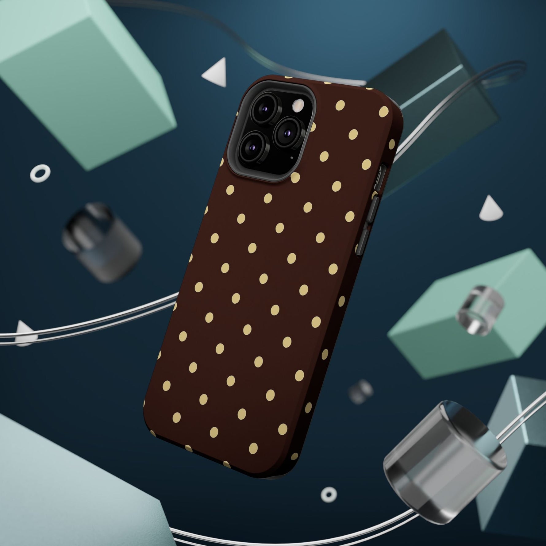 Polka Dot iPhone Case — Brown & Cream Protective Cover with MagSafe compatibility  Shamo's