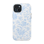 Preppy Look Blue Floral Impact-Resistant Phone Case and MagSafe Compatible