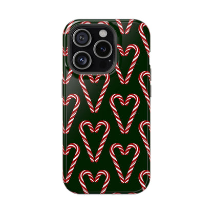 Candy Cane Heart MagSafe Impact-Resistant iPhone Case