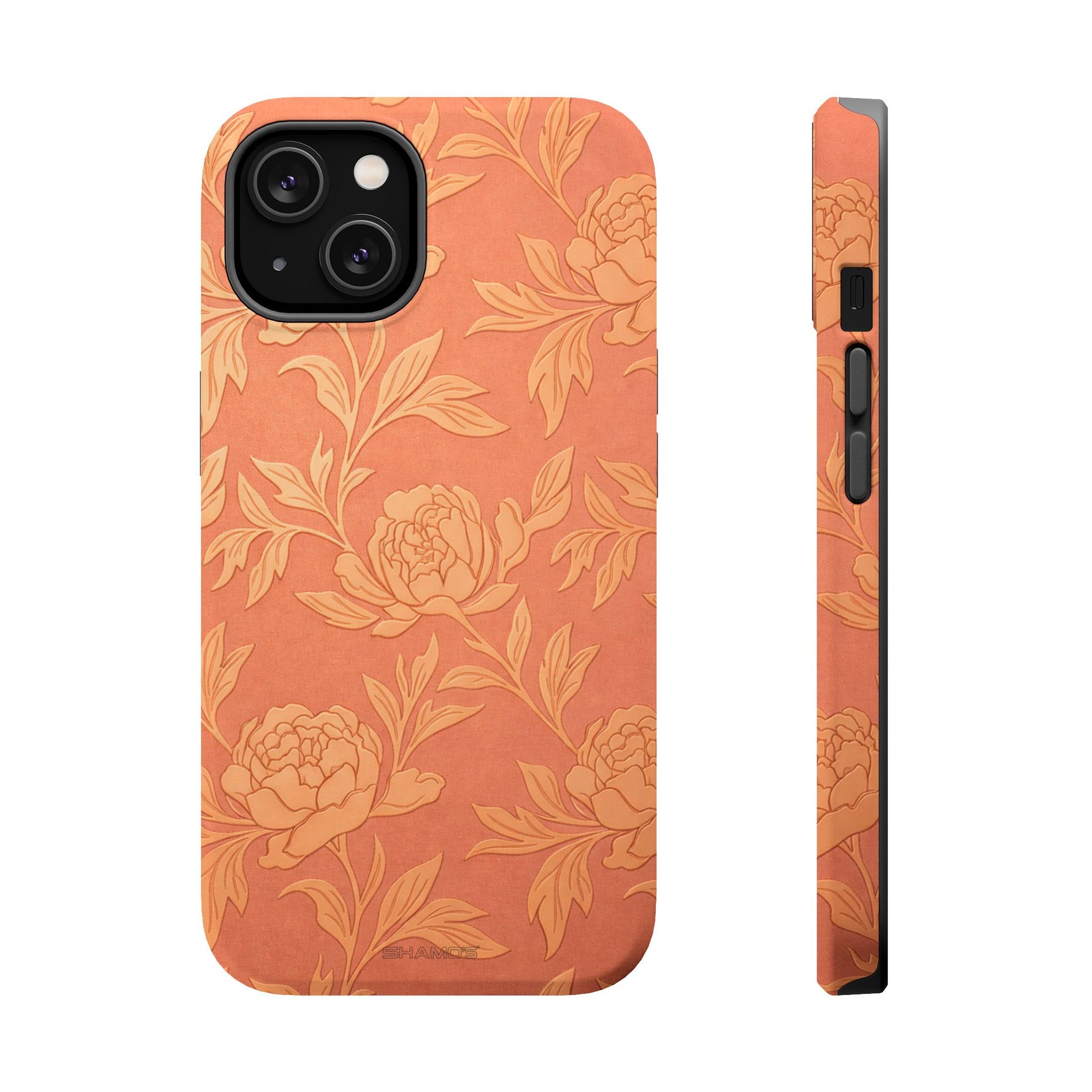 Floral Rose Gold Magnetic Impact-Resistant iPhone Case, MagSafe Compatible - iPhone 14 / Matte - Shamo's