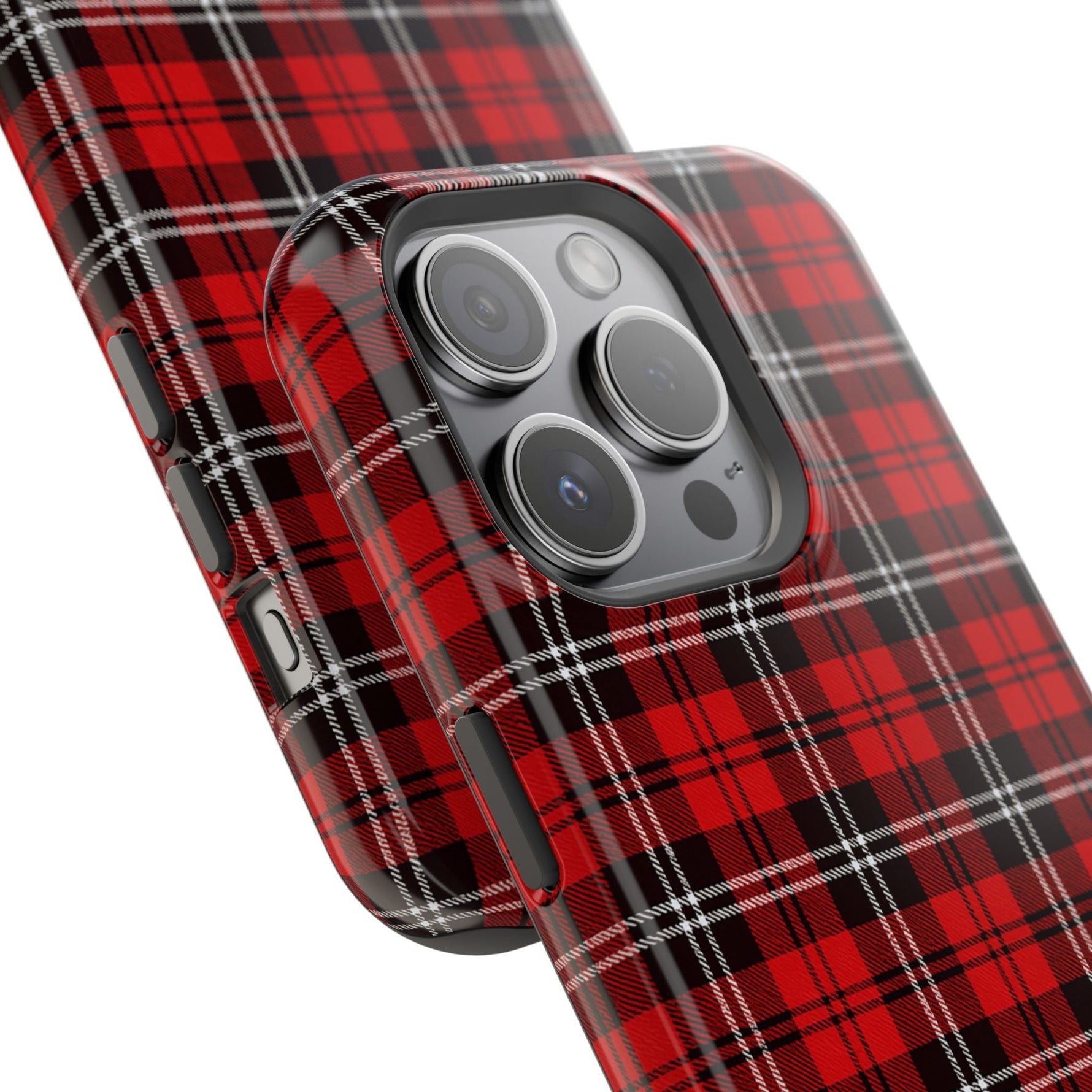 Red Tartan Plaid Impact-Resistant iPhone Case | MagSafe compatibility  Shamo's