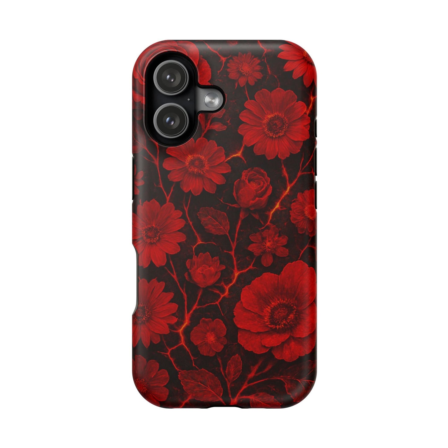 Melted Lava Dark Red Floral iPhone Case — MagSafe Compatible  Shamo's iPhone 17 / Matte