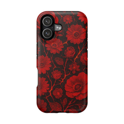 Melted Lava Dark Red Floral iPhone Case — MagSafe Compatible  Shamo's iPhone 17 / Matte