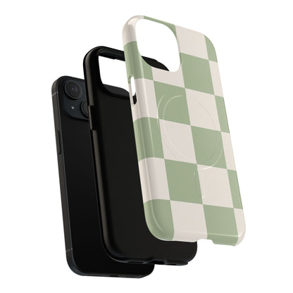 Sage Checkerboard Tough iPhone Case - Compatible with MagSafe