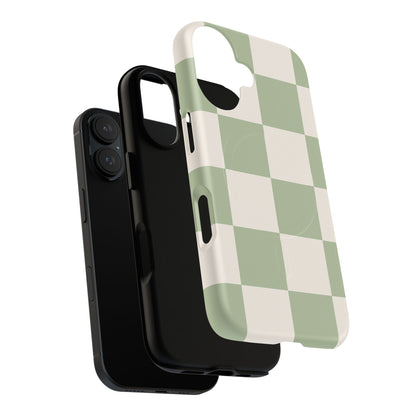 Sage Checkerboard Tough iPhone Case - Compatible with MagSafe