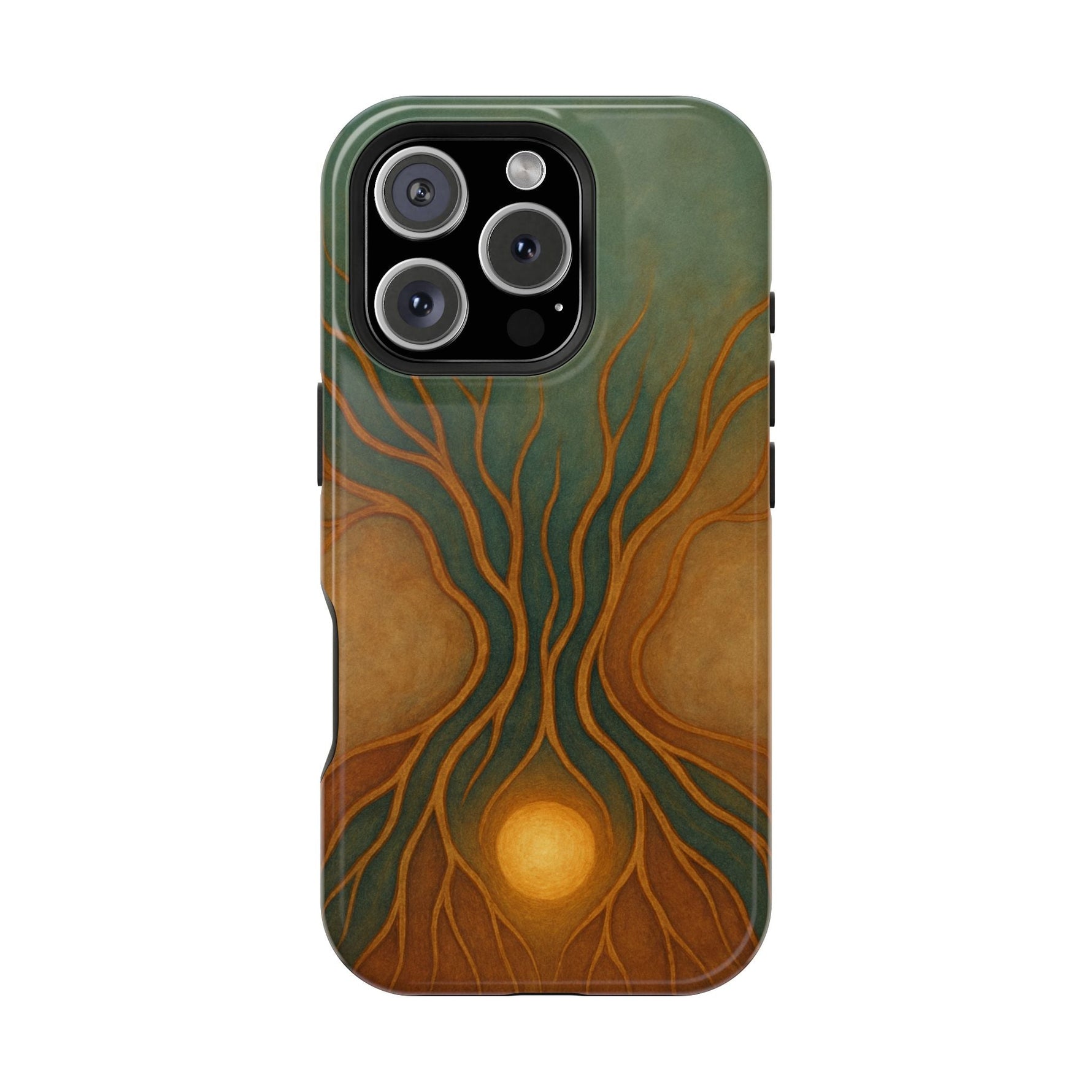 Abstract Tree of Life Design Golden Origin iPhone Case | MagSafe Compatible  Shamo's iPhone 16 Pro / Glossy