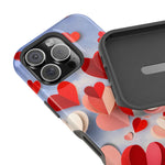 3D Paper Hearts Valentine Love iPhone Case with MagSafe Compatibility, Personalizable - iPhone 17 Pro Max / Glossy - Shamo's