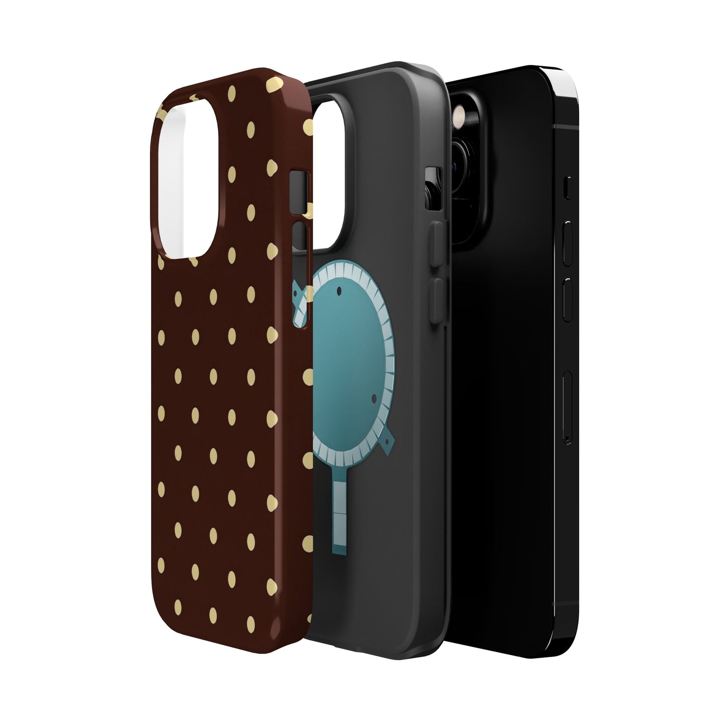 Polka Dot iPhone Case — Brown & Cream Protective Cover with MagSafe compatibility