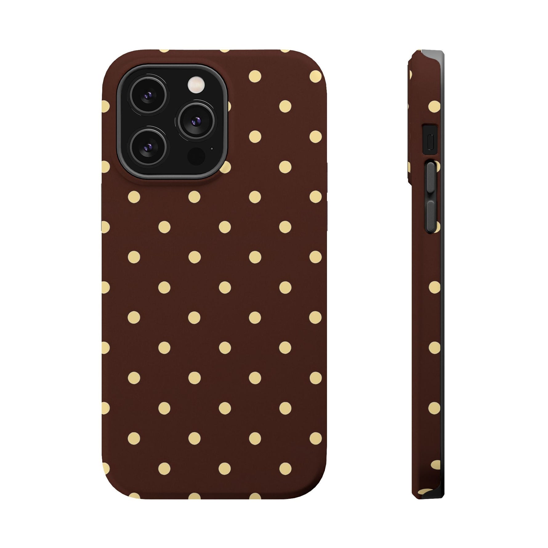 Polka Dot iPhone Case — Brown & Cream Protective Cover with MagSafe compatibility  Shamo's iPhone 14 Pro Max / Matte