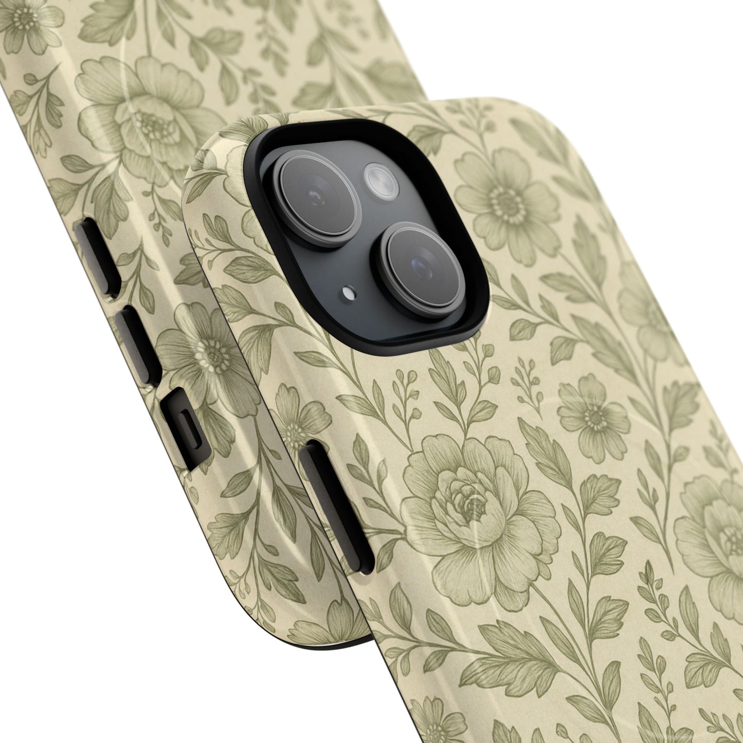Sage Pattern Vintage Floral iPhone Case | Compatible with MagSafe