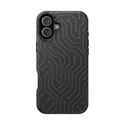 Black Circuit Board Design iPhone Case | MagSafe  Shamo's iPhone 16 Plus / Matte