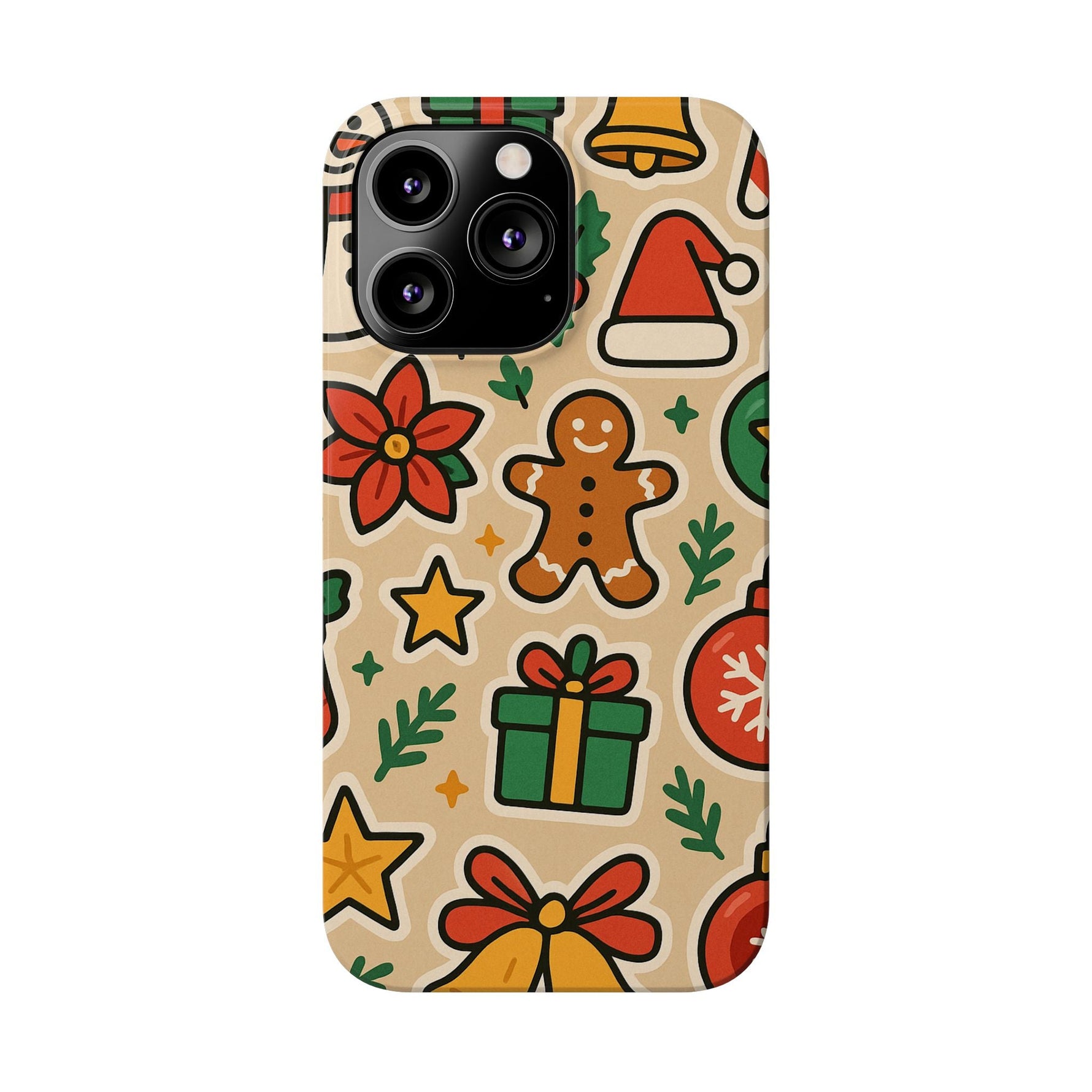 Holiday Pattern Slim iPhone Case — Gingerbread, Santa Hat & Gifts Holiday Design  Shamo's