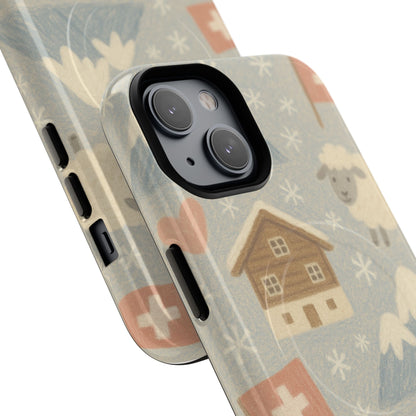 Swiss Chalet Sheep Pattern Tough MagSafe iPhone Case