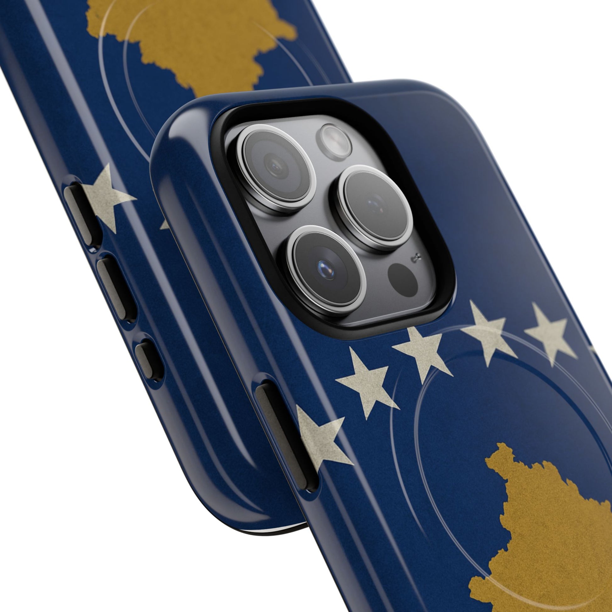 Kosovo Flag Tough iPhone Case — Navy Blue Stars & Gold Map (MagSafe compatible)  Shamo's