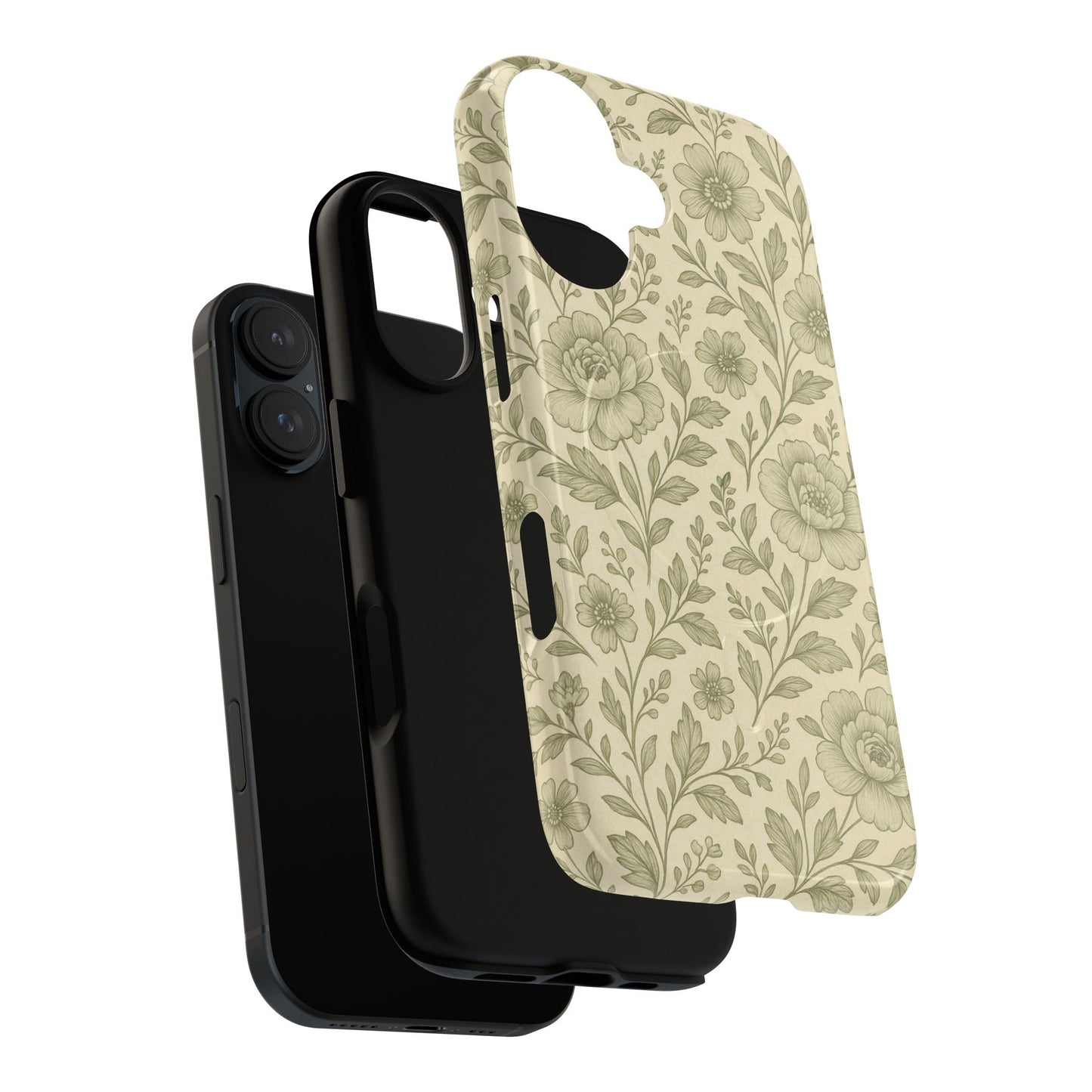 Sage Pattern Vintage Floral iPhone Case | Compatible with MagSafe