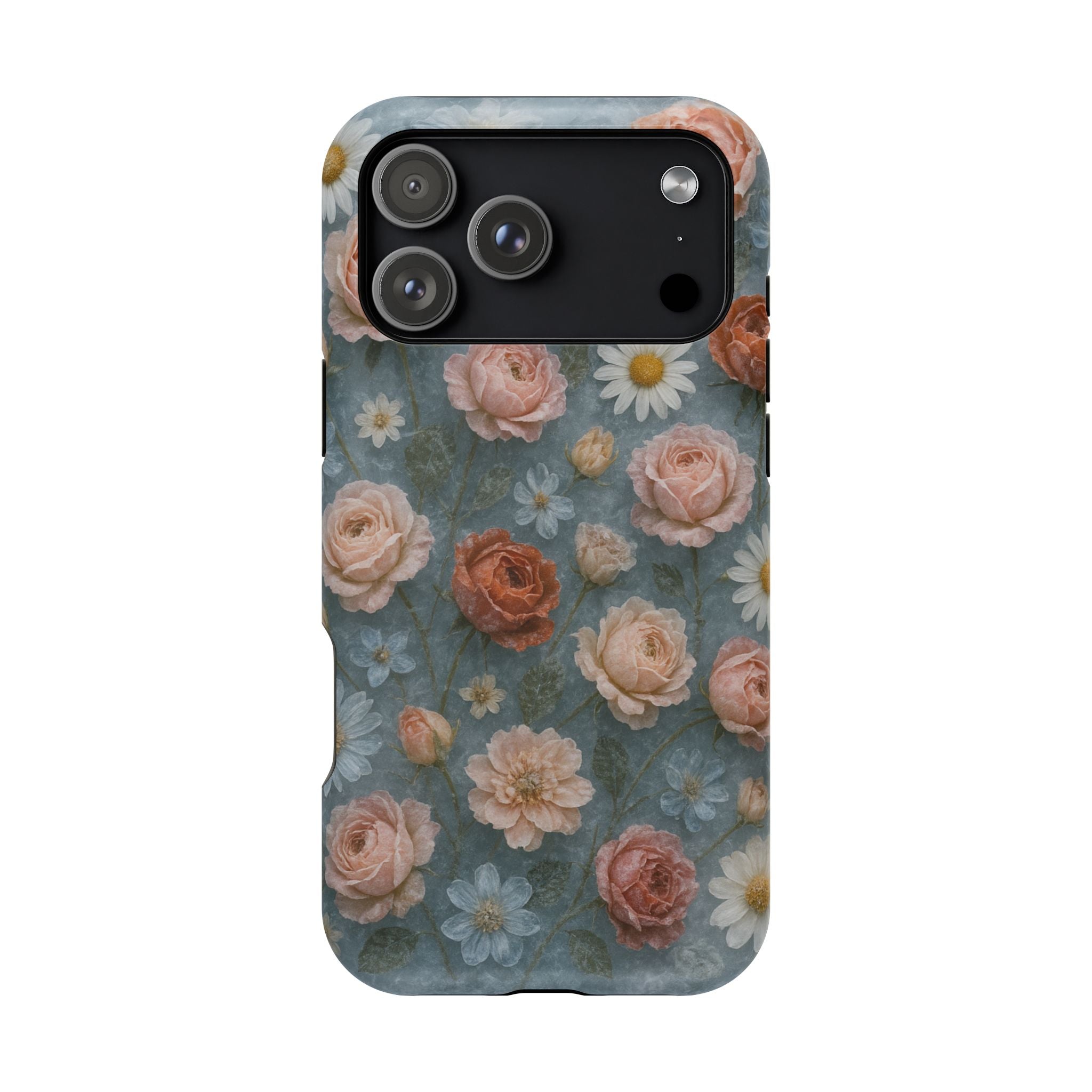 Frozen Floral Vintage Roses & Daisies iPhone Case with MagSafe compatibility  Shamo's iPhone 17 Pro Max / Matte