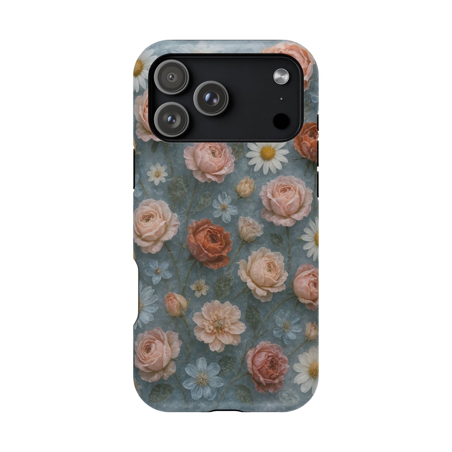 Frozen Floral Vintage Roses & Daisies iPhone Case with MagSafe compatibility  Shamo's iPhone 17 Pro Max / Matte