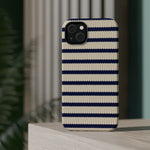 Navy & Cream Ribbed Holiday Sweater Design iPhone Case with MagSafe compatibility  Shamo's