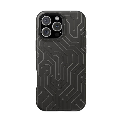 Black Circuit Board Design iPhone Case | MagSafe  Shamo's iPhone 16 Pro Max / Matte