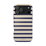 Navy & Cream Ribbed Holiday Sweater Design iPhone Case with MagSafe compatibility