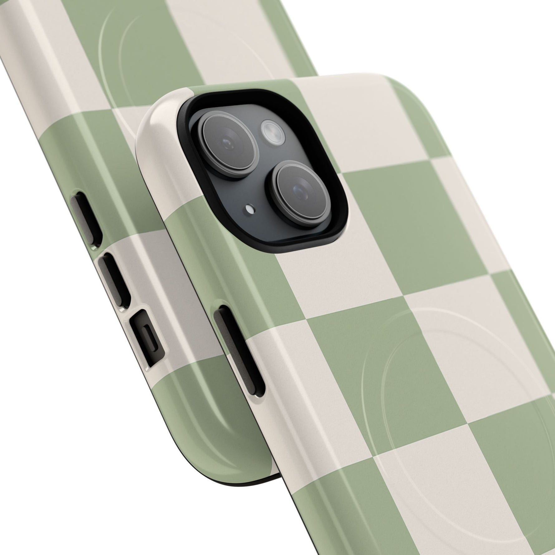Sage Checkerboard Tough iPhone Case - Compatible with MagSafe - Shamo's