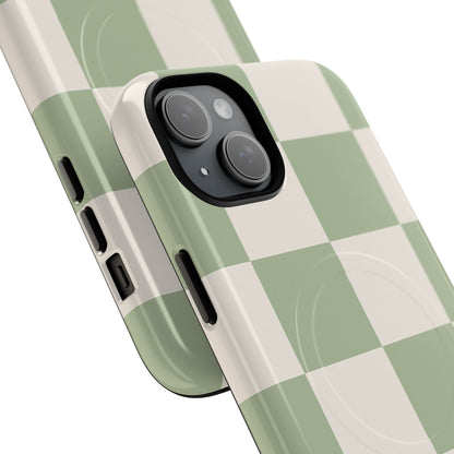 Sage Checkerboard Tough iPhone Case - Compatible with MagSafe