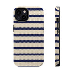 Navy & Cream Ribbed Holiday Sweater Design iPhone Case with MagSafe compatibility