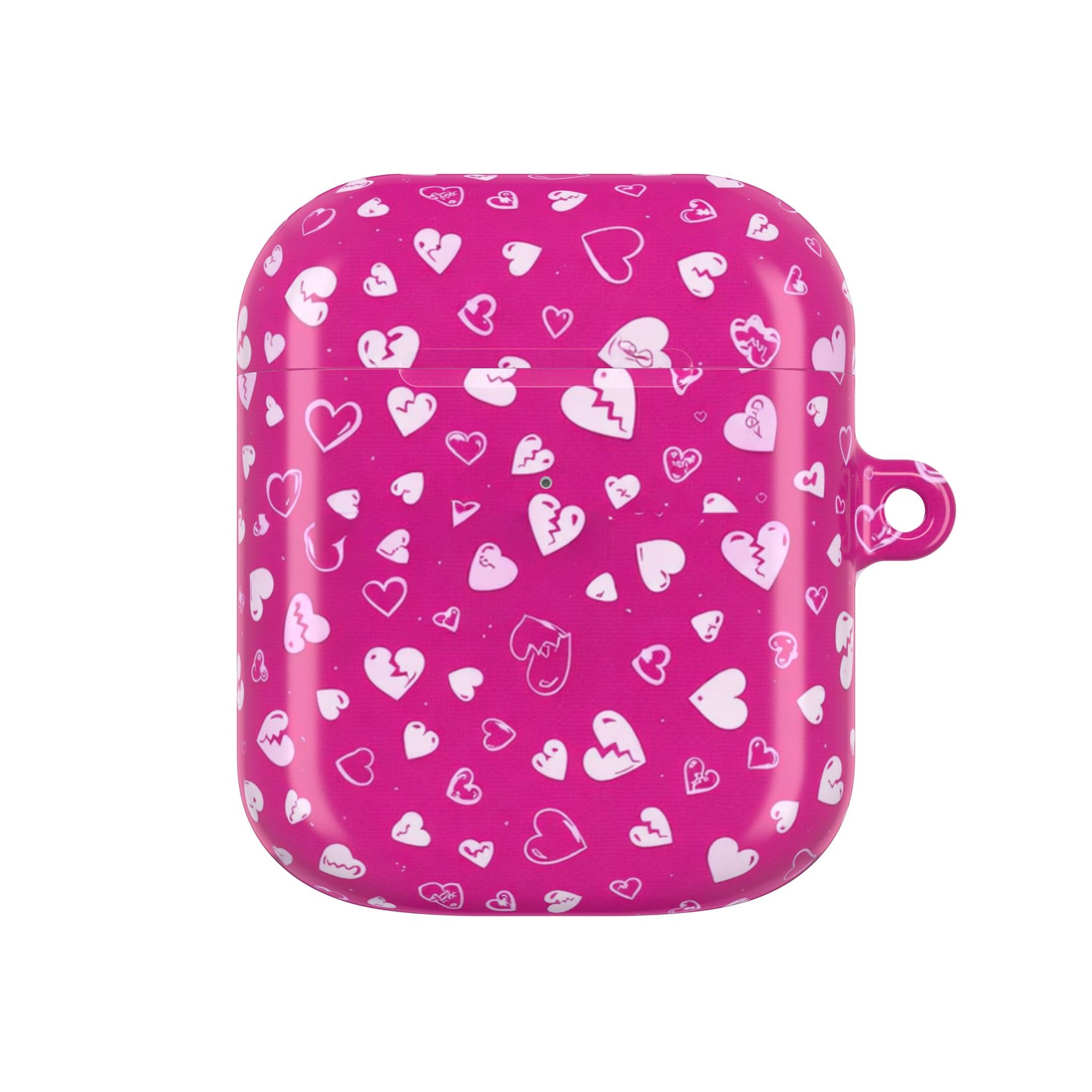 Pink Broken Heart Pattern AirPod Case — Cute Valentine Protective Charging Case