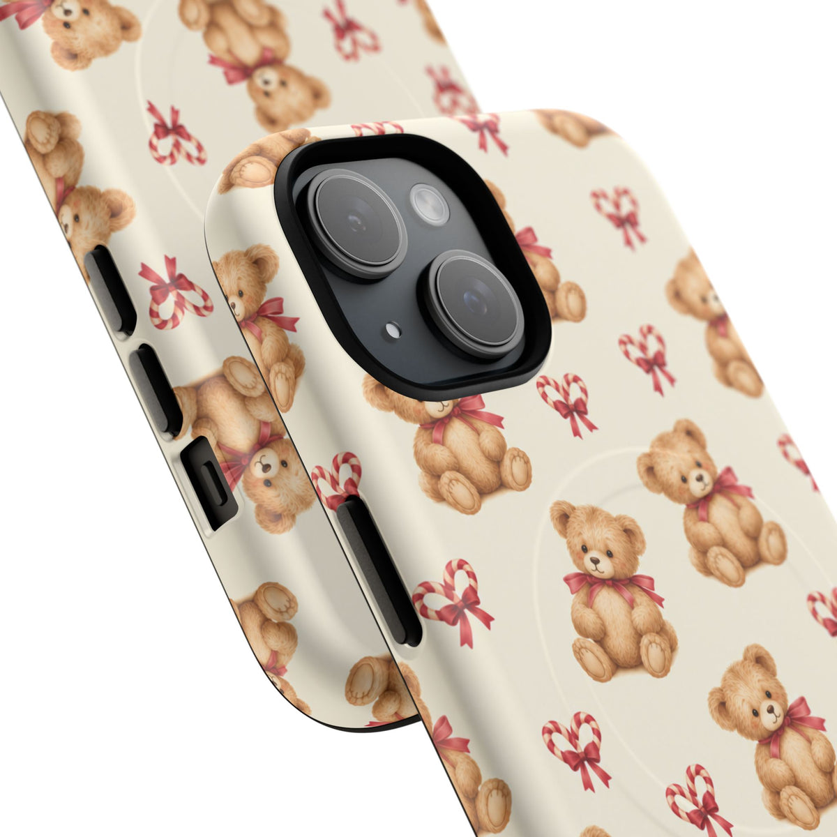 Coque iPhone Ourson des fêtes et sucres d’orge en forme de cœur avec MagSafe
