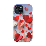 3D Paper Hearts Valentine Love iPhone Case with MagSafe Compatibility, Personalizable - iPhone 15 / Matte - Shamo's