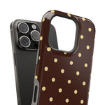 Polka Dot iPhone Case — Brown & Cream MagSafe Protective Cover