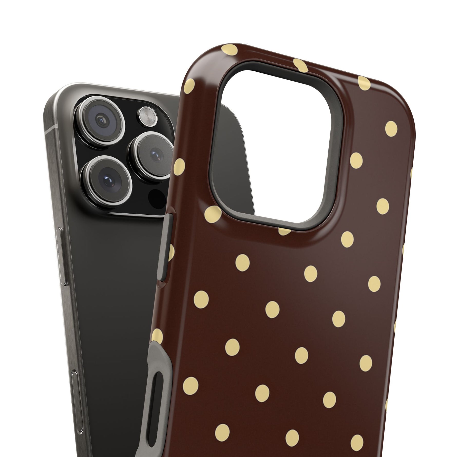 Polka Dot iPhone Case — Brown & Cream MagSafe Protective Cover