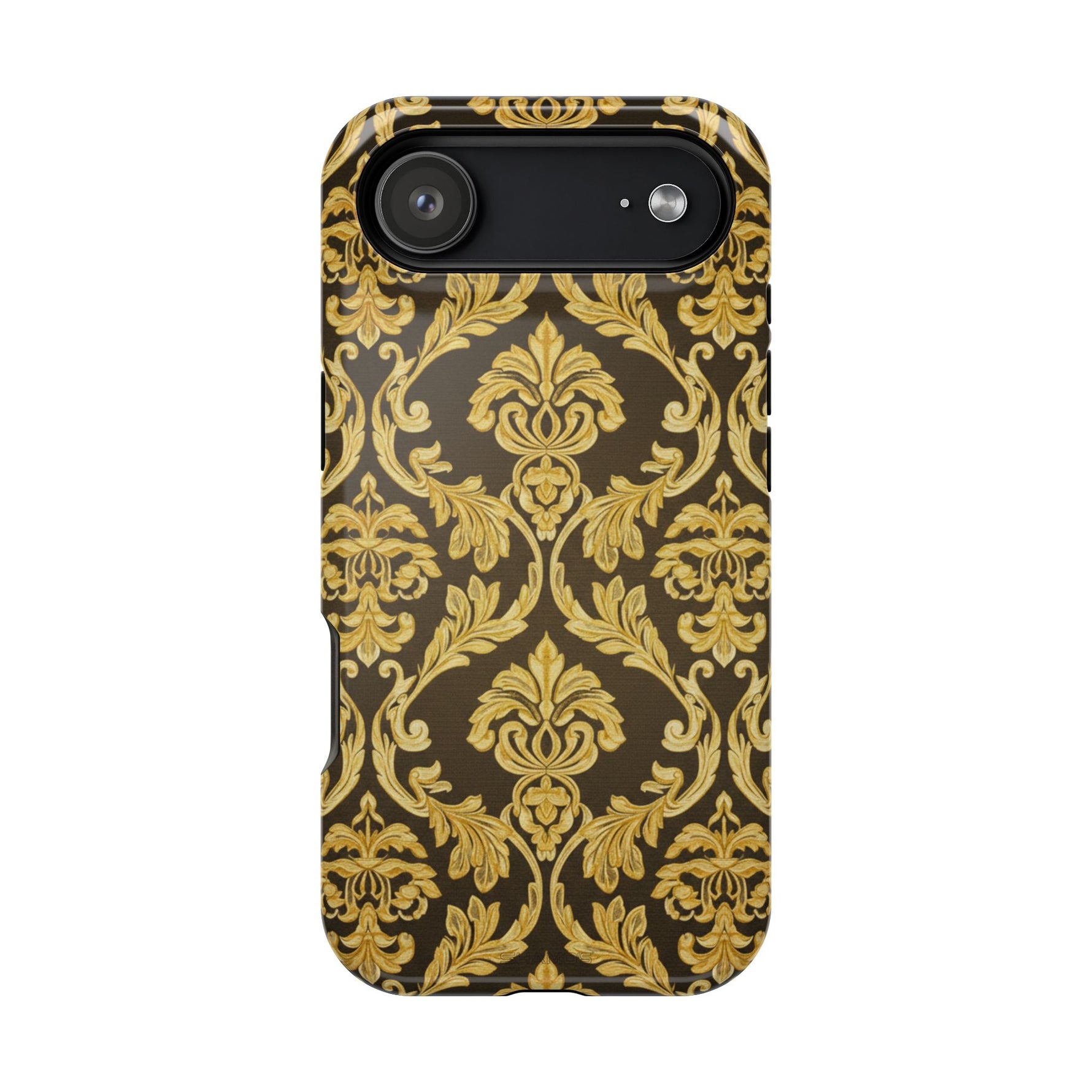 Gold Damask Magnetic Impact-Resistant iPhone Case with MagSafe Compatibility