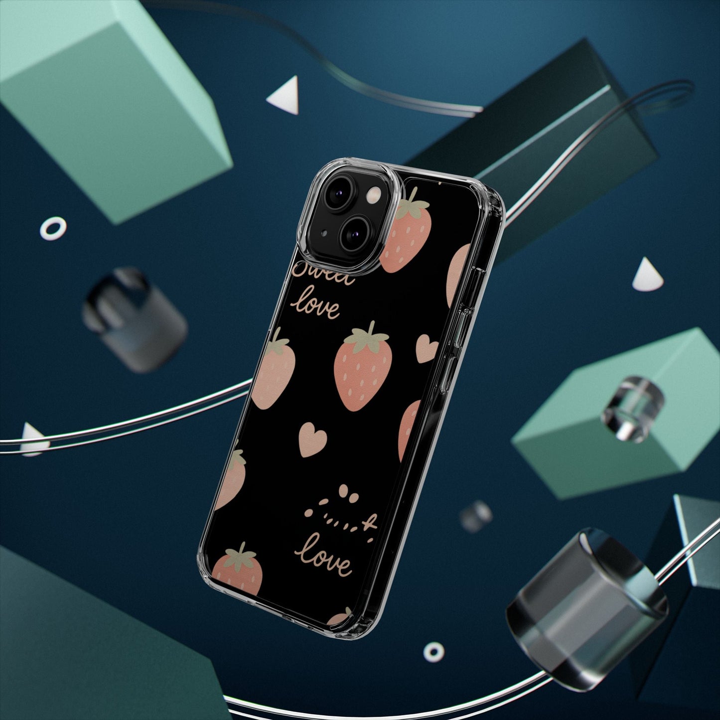 Sweet Love Strawberry Clear iPhone Case | MagSafe