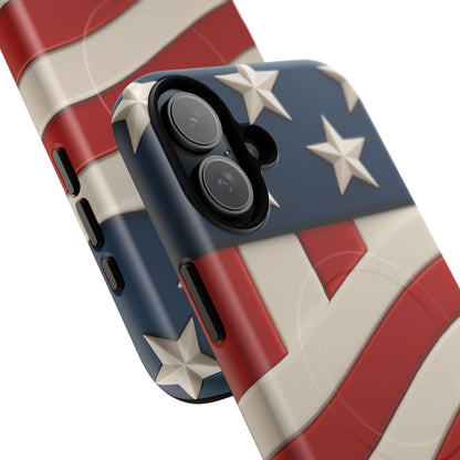 Patriotic iPhone Cases - MagSafe Tough American Flag Design