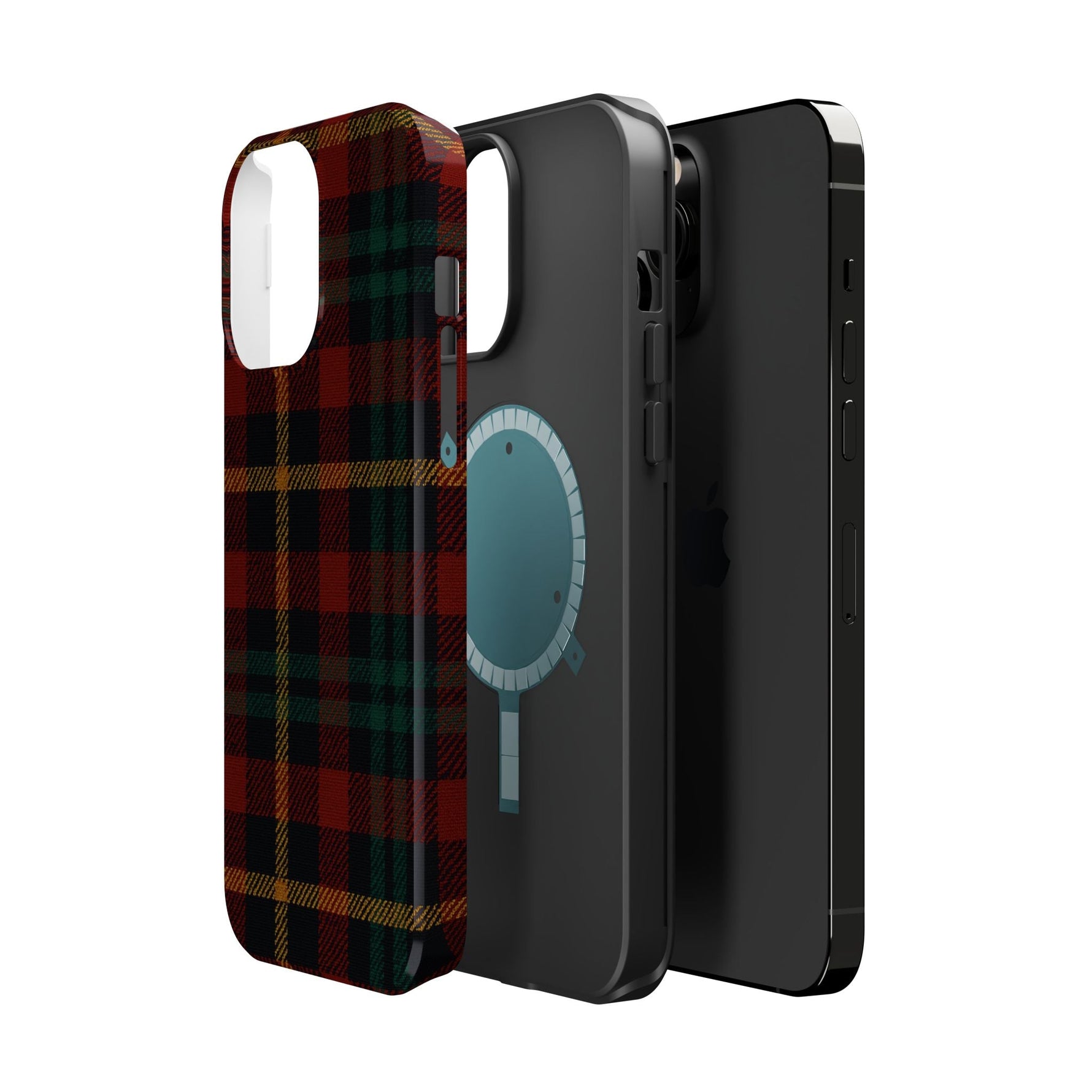 Plaid Impact-Resistant iPhone Case — Red Green Tartan Holiday Theme with MagSafe  Shamo's