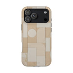 Geometric Beige Magnetic Impact-Resistant iPhone Case with Personalizable Quote and MagSafe Compatible
