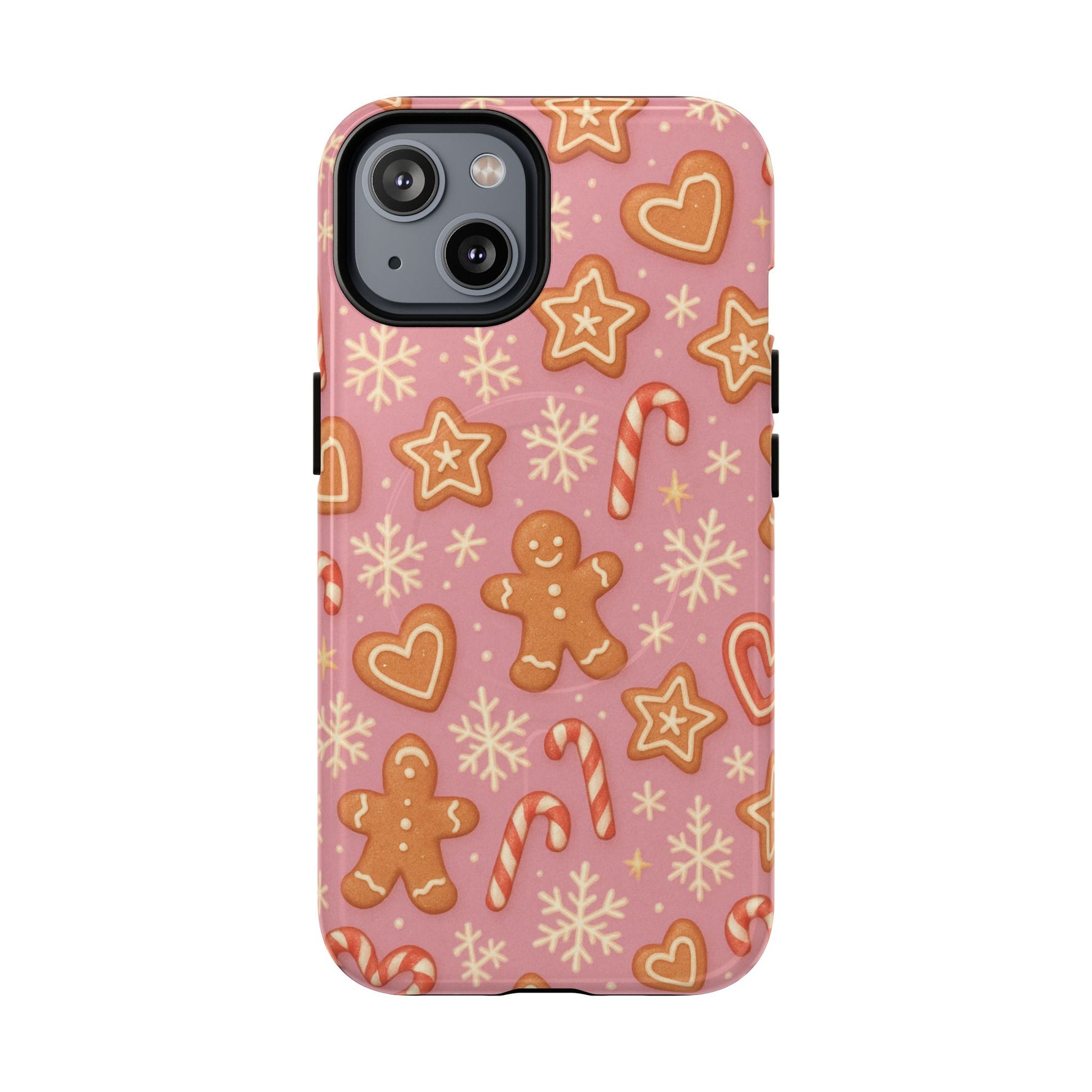 Pink Gingerbread Holiday iPhone Case with MagSafe compatibility - Shamo's
