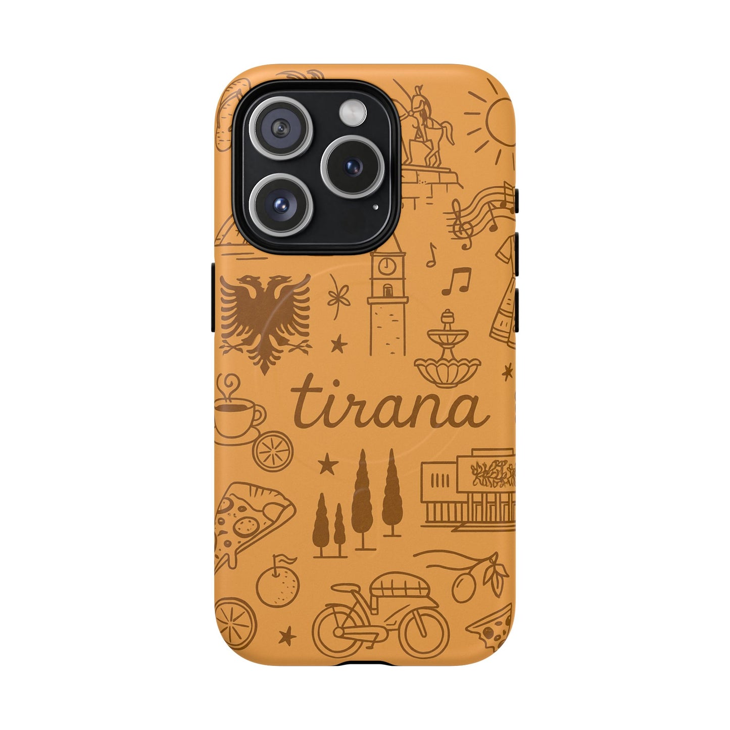 Tirana Illustrated Hand-Drawn iPhone Case — Albanian Landmarks & Icons | MagSafe compatible